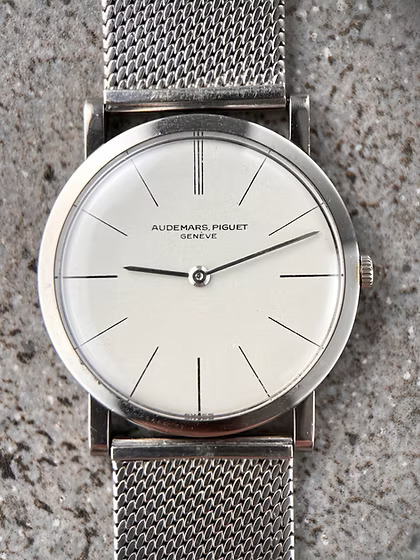 Audemars Piguet Calatrava Extra Plat 18Kt White Gold Vintage On Mesh Bracelet