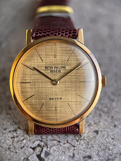 Patek Philippe Calatrava Vintage Ref3426 18K Rose Gold Linen Beyer Retailed Dial